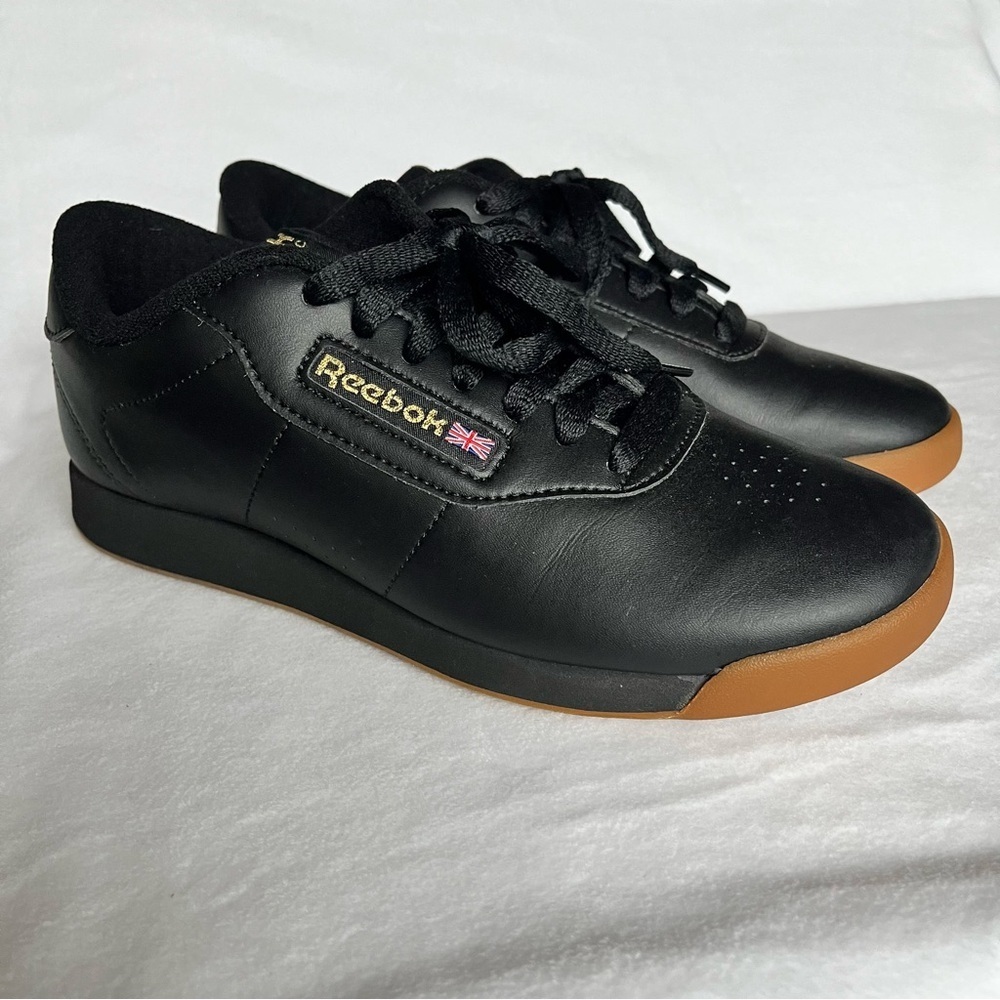 NWOT Reebok Women's Black/Gum Princess Classic Office Gym Sneakers Shoes Sz 7.5